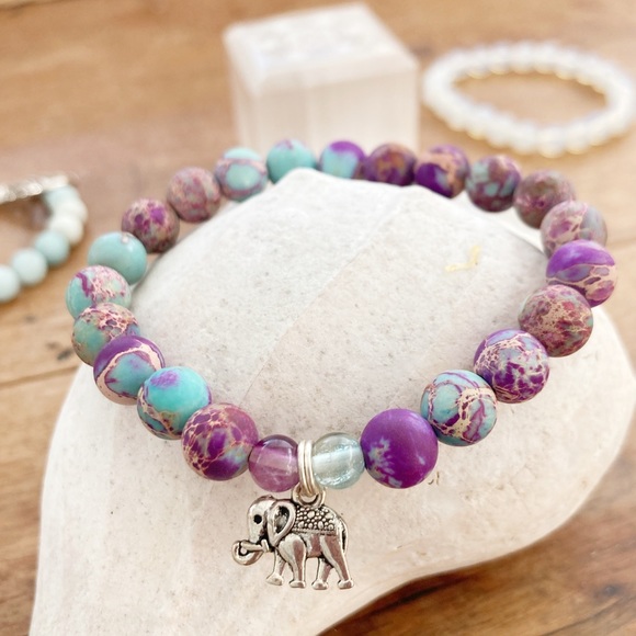 Sophie Anne Designs Jewelry - Matte Sea Sediment Impression Elephant Bracelet